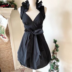 BCBG Paris size 2 deep v neck black detailed dress